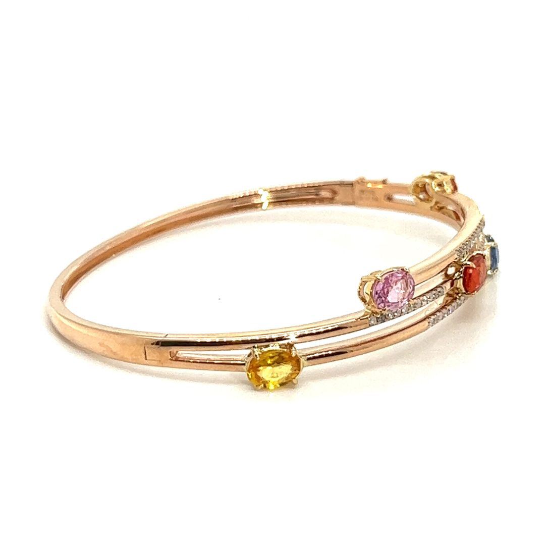 18K Rose Gold Oval Shape FS Interval Diamond Bangle