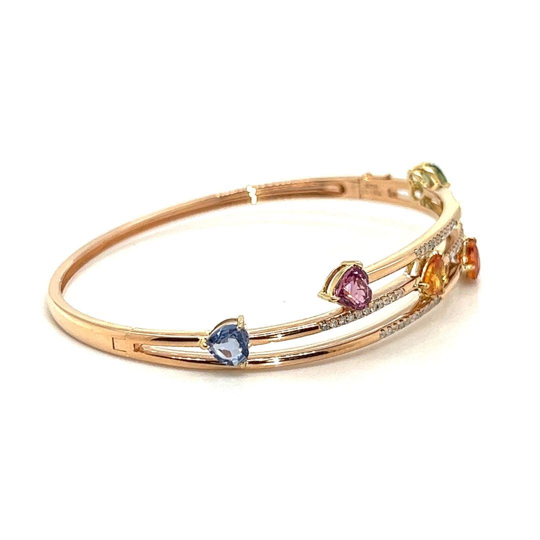 18K Rose Gold Heart Shape FS Interval Diamond Bangle