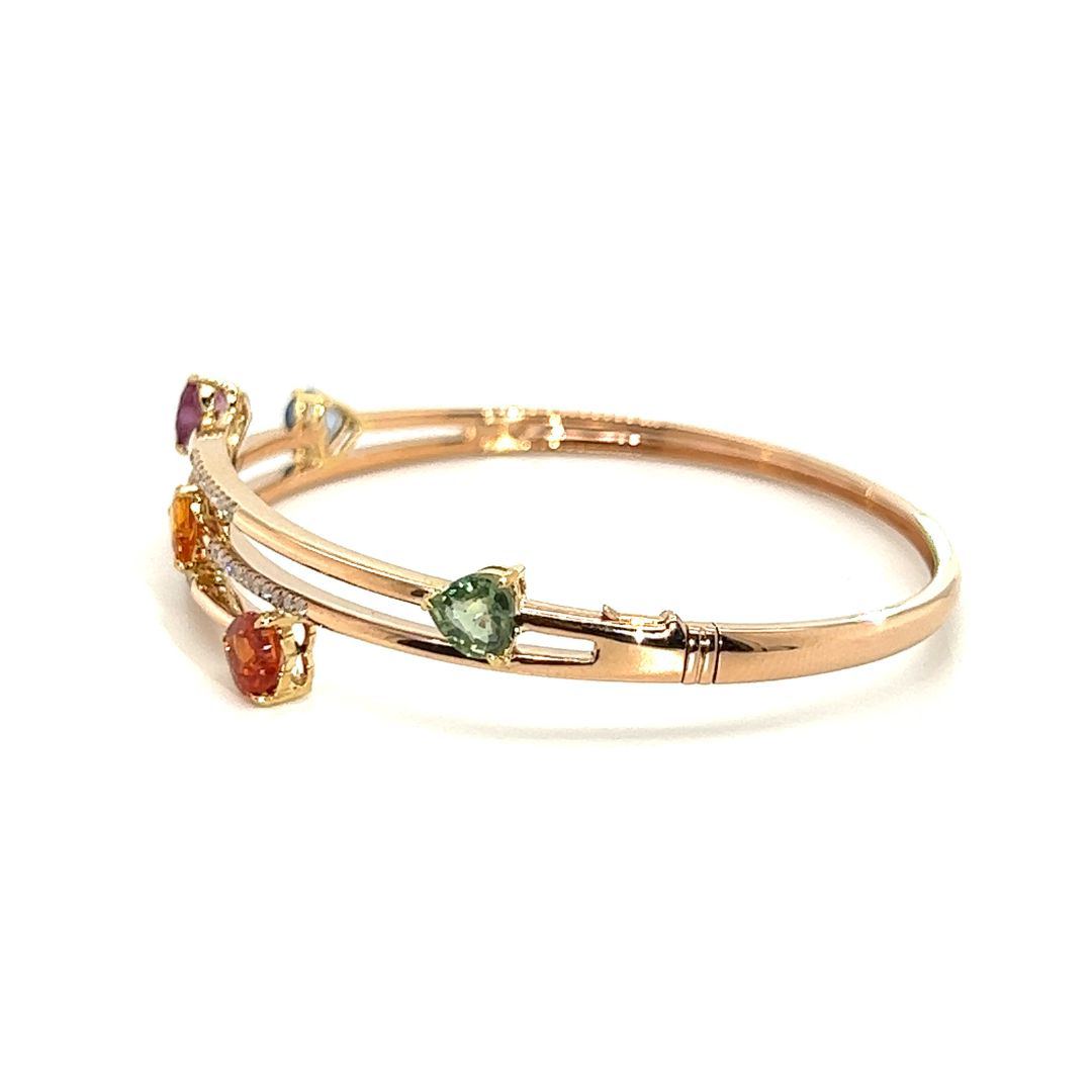 18K Rose Gold Heart Shape FS Interval Diamond Bangle