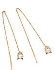 18K Rose Gold Dangle Swing Illusion Square Earrings
