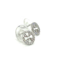 18K White Gold Smile Round Diamond Earrings