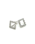 18K White Gold Half Square Diamond Earrings