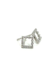 18K White Gold Half Square Diamond Earrings