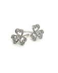 18K White Gold Triple Clover Diamond Earrings