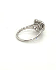 18K White Gold Double Halo Heart Fancy Yellow Diamond Ring