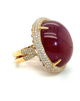 18K Rose Gold Mega Ruby Sharp Claws Bubble Side Max Diamond Ring
