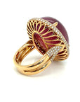 18K Rose Gold Mega Ruby Sharp Claws Bubble Side Max Diamond Ring