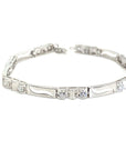 18K White Gold Thick Band Diamond Bracelet
