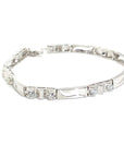 18K White Gold Thick Band Diamond Bracelet