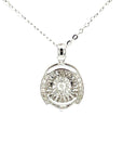 18K White Gold Dancing Stone Oval Frame Diamond Necklace