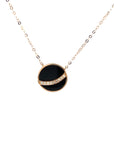 18K Rose Gold Little Planet Onyx Diamond Necklace