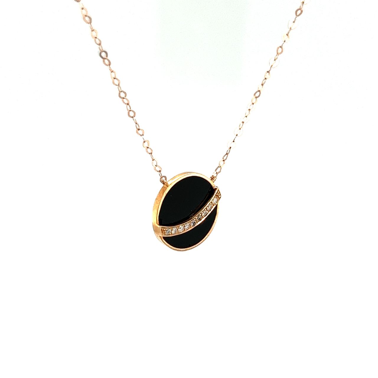 18K Rose Gold Little Planet Onyx Diamond Necklace