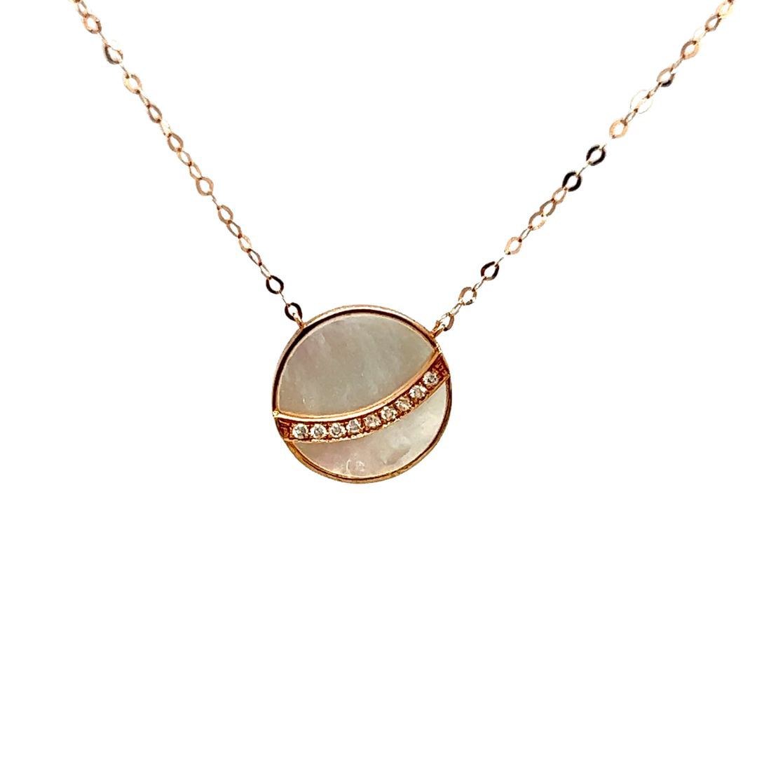18K Rose Gold Little Planet Mother of Pearl Diamond Necklace