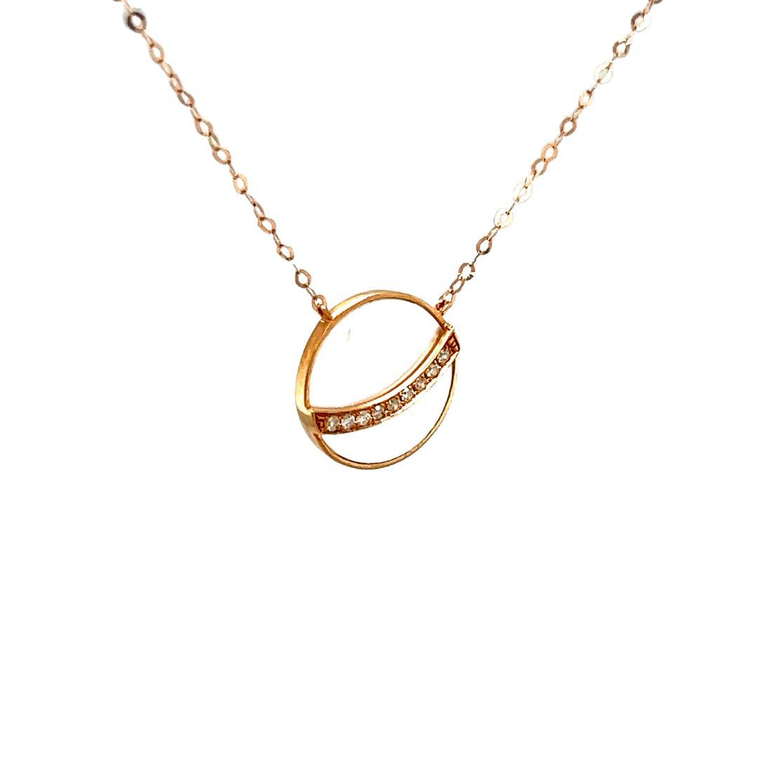18K Rose Gold Little Planet Mother of Pearl Diamond Necklace