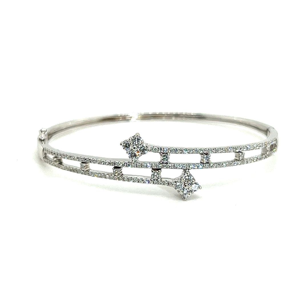 18K White Gold Ever Stars Triple Wish Diamond Bangle