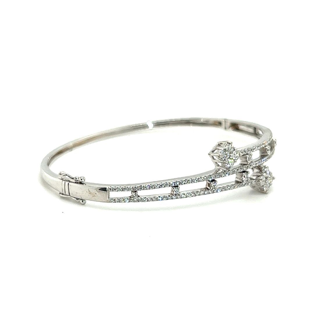 18K White Gold Ever Stars Triple Wish Diamond Bangle