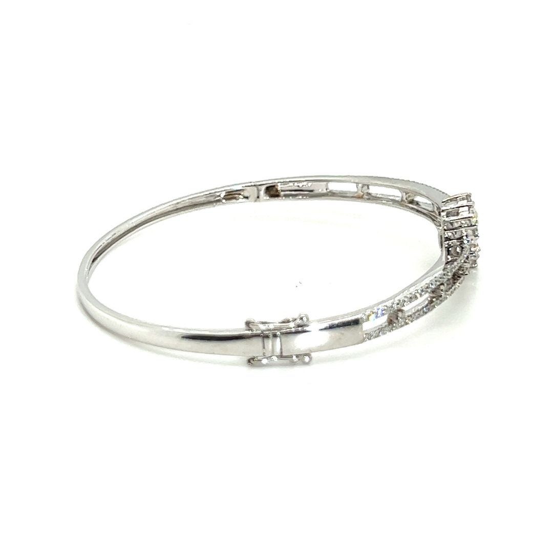 18K White Gold Ever Stars Triple Wish Diamond Bangle
