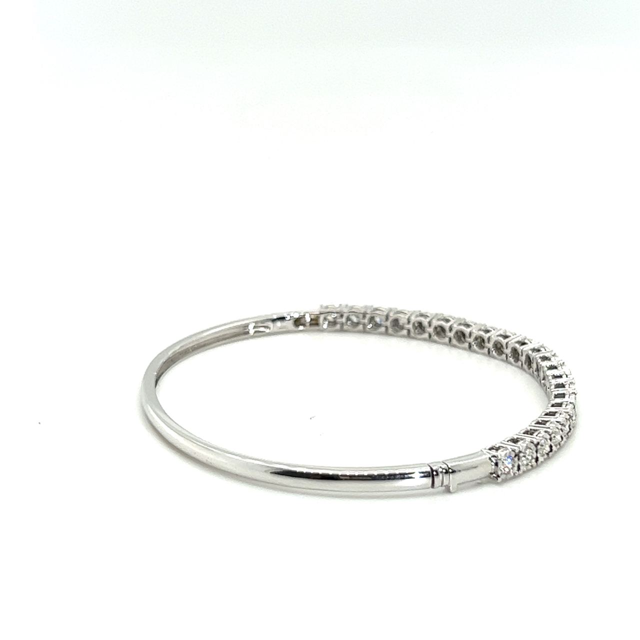 18K White Gold Half Tennis Illusion Diamond Bangle