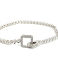18K White Gold Square Buckle Tennis Diamond Bracelet