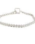 18K White Gold Square Buckle Tennis Diamond Bracelet