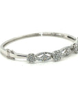 18K White Gold Happy Lotus Flat Cluster Diamond Bangle