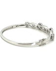 18K White Gold Happy Lotus Flat Cluster Diamond Bangle