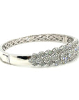 18K White Gold Blessed Flat Lotus Diamond Bangle