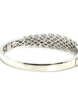 18K White Gold Blessed Flat Lotus Diamond Bangle