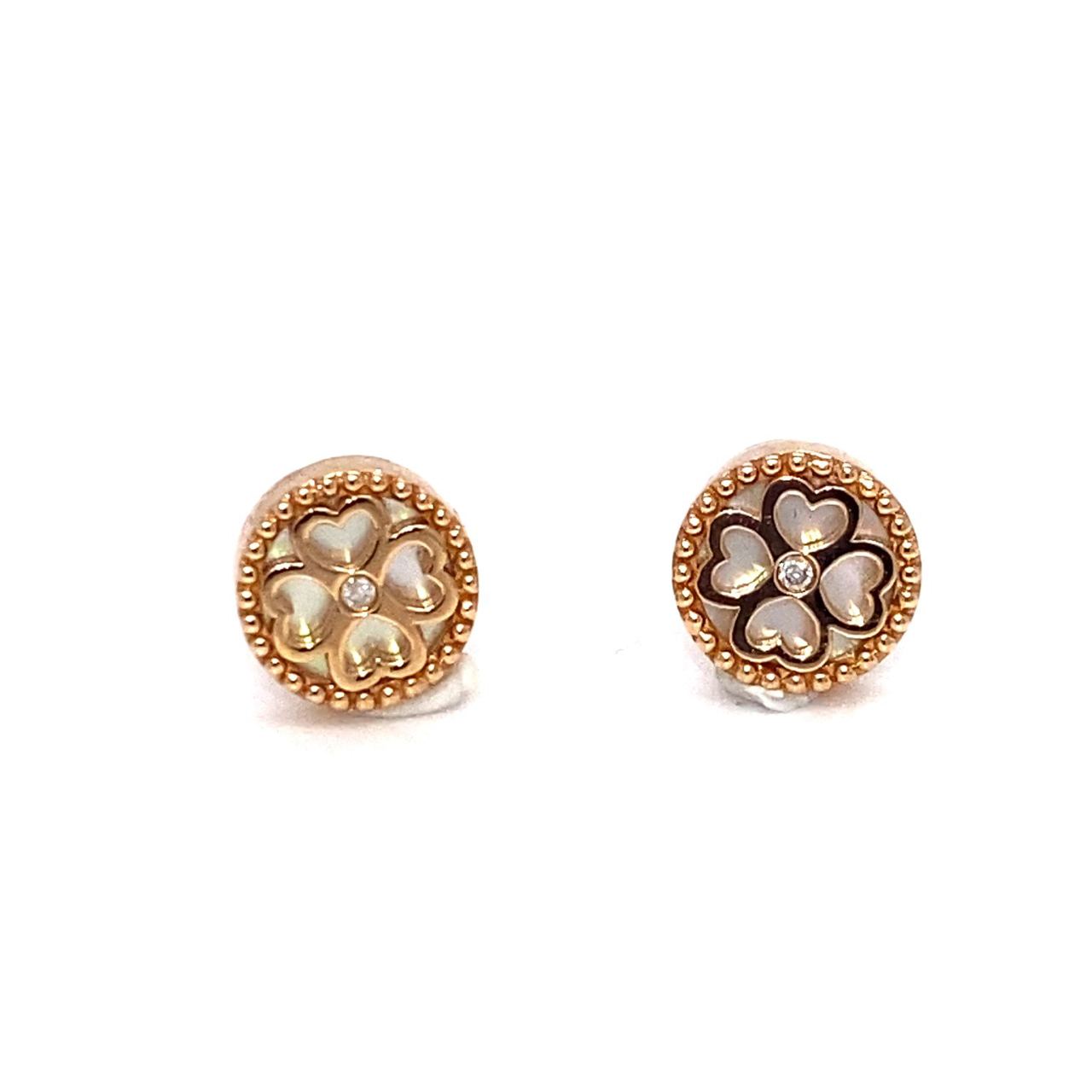 18K Rose Gold Baby Mini Cover Mother Of Pearl Earrings