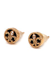 18K Rose Gold Baby Mini Royal Flower Onyx Earrings