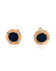 18K Rose Gold Round Onyx Diamond Earrings
