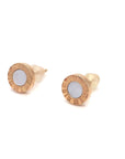 18K Rose Gold Baby Roman Clock Mother Of Pearl Earrings