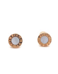 18K Rose Gold Baby Roman Clock Mother Of Pearl Earrings