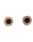 18K Rose Gold Baby Roman Clock Onyx Earrings