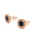 18K Rose Gold Baby Roman Clock Onyx Earrings