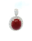 18K White Gold Curve Agate Lovely Diamond Pendant