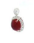 18K White Gold Curve Agate Lovely Diamond Pendant