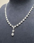 18K White Gold Full Pear Pave Diamond Necklace
