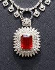 18K White Gold Ruby Diamond Necklace
