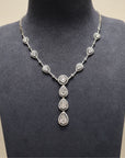 18K White Gold Gradual Pear Pave Princess Diamond Necklace
