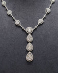18K White Gold Gradual Pear Pave Princess Diamond Necklace