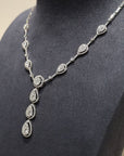 18K White Gold Gradual Pear Pave Princess Diamond Necklace