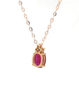 18K Rose Gold BV Oval Mini Ruby Triple Diamond Necklace