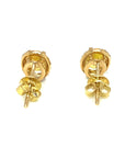 18K Yellow Gold Oval Yellow Sapphire Diamond Halo Earrings