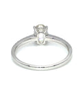 18K White Gold Rose Cut Oval Simple Save Yellow Diamond Ring