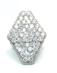 18K White Gold Kite Flat Diamond Pave Diamond Ring