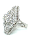 18K White Gold Kite Flat Diamond Pave Diamond Ring