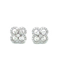 18K White Gold Lucky Clover Diamond Earrings