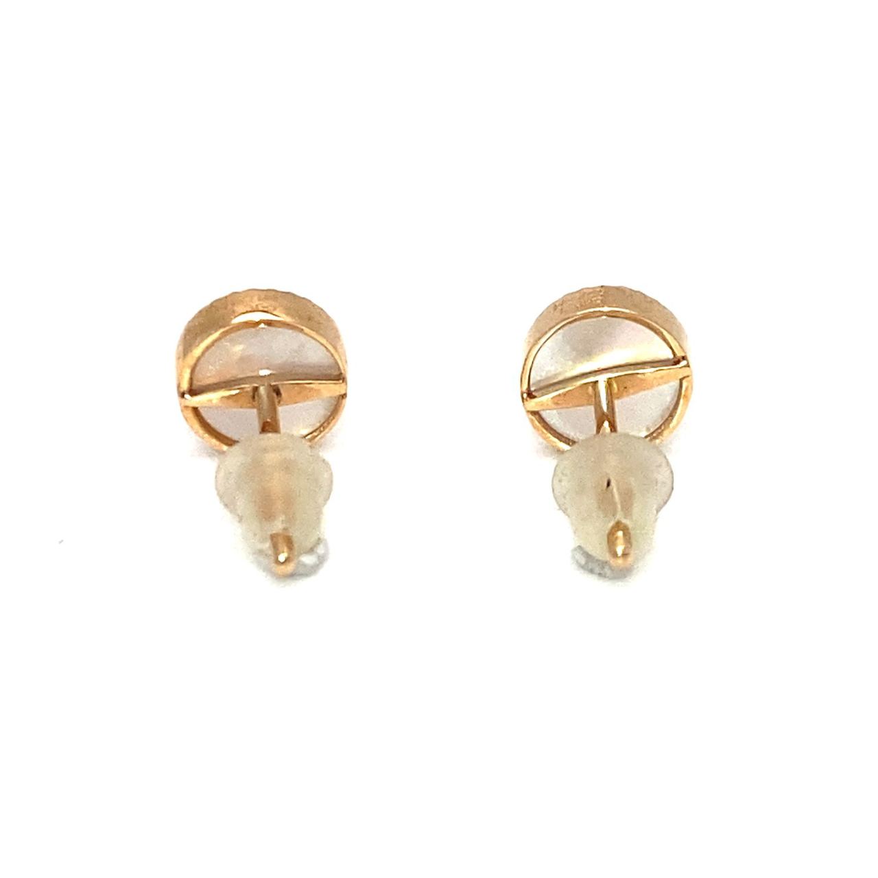 18K Rose Gold Baby Mini In Love Mother Of Pearl Diamond Earrings