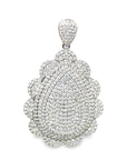 18K White Gold Pear Flat Pave Diiamond Pendant